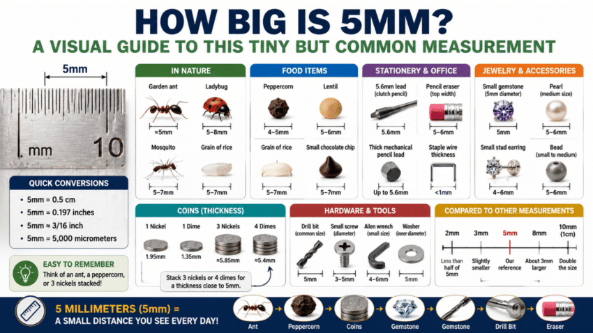 How big is 5mm visual guide with everyday size comparisons and measurement references.