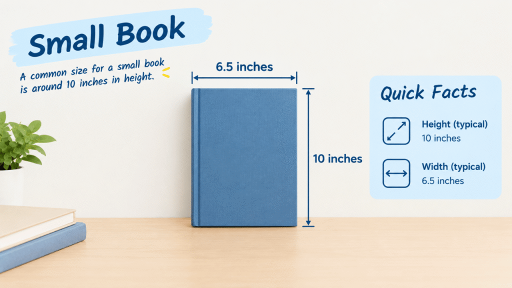 Small book approximately 10 inches tall, illustrating the size of a 10-inch measurement.