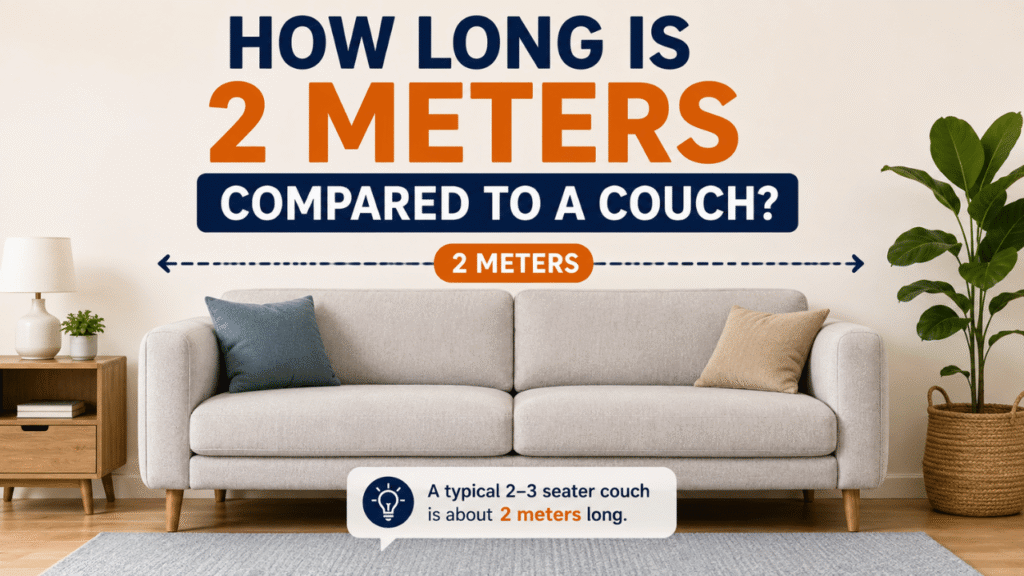 How long is 2 meters compared to a couch? A typical two- to three-seater couch shown with a 2-meter measurement for easy size comparison.