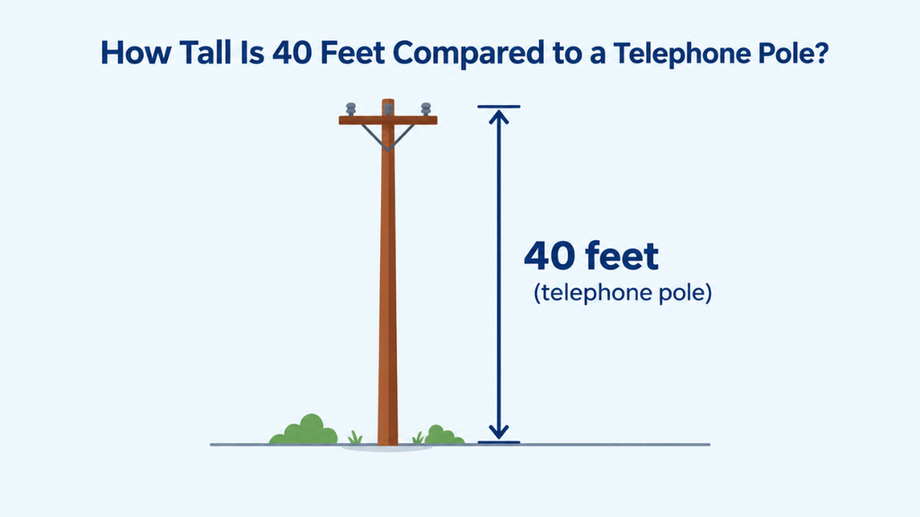 How tall is 40 feet compared to a telephone pole, showing a simple 40-foot height comparison.